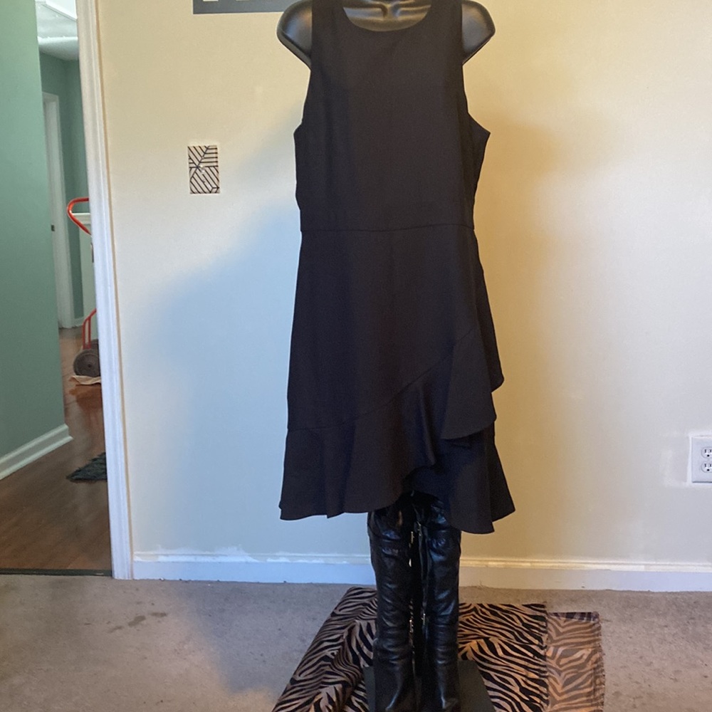 PRE-OWNED WOMEN’S Banana Republic Ruffle Wrap Racerback Dress, Black - Picture 11 of 14